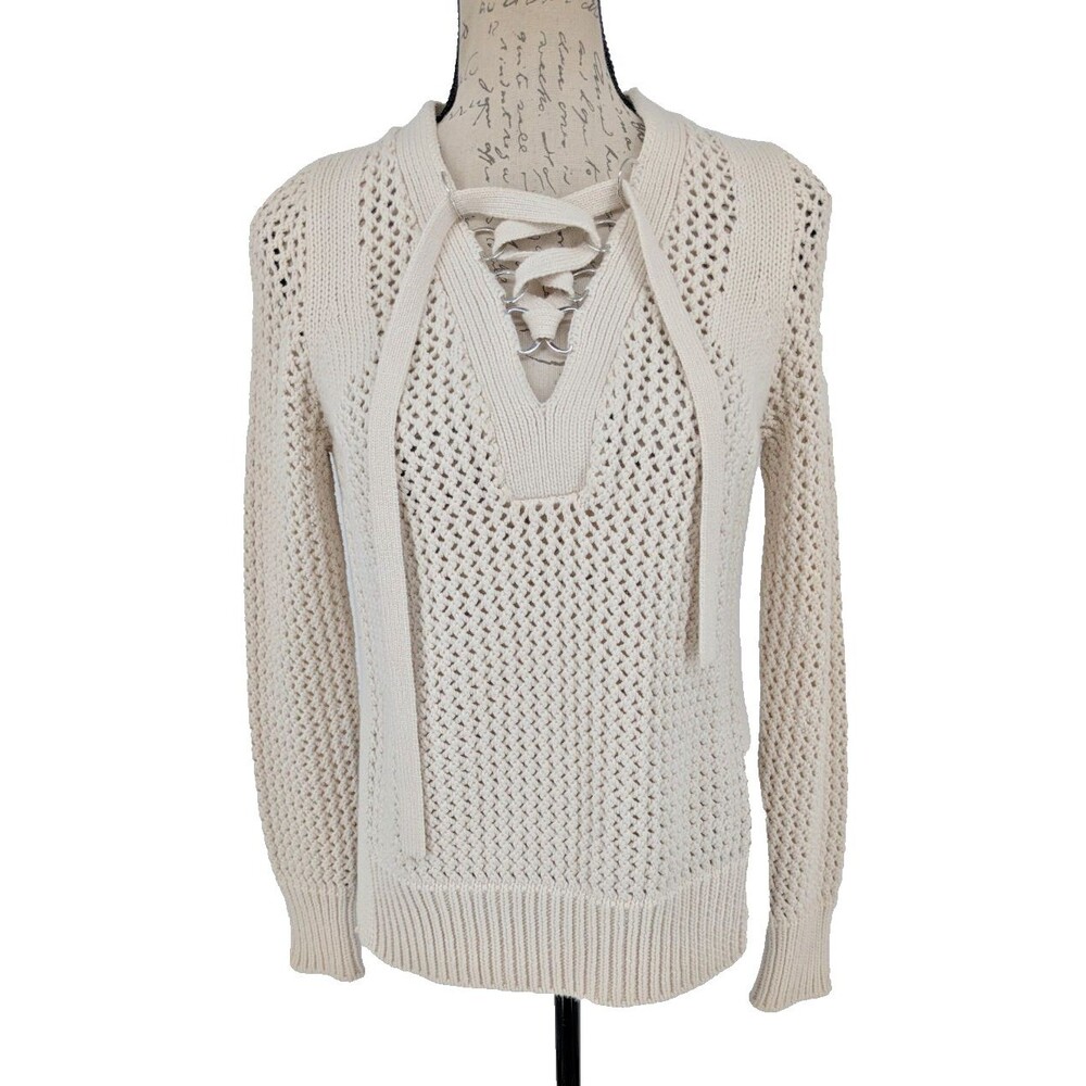 Derek Lam 10 Crosby Sweater Size Sm Ivory Open Weave 100% Cotton